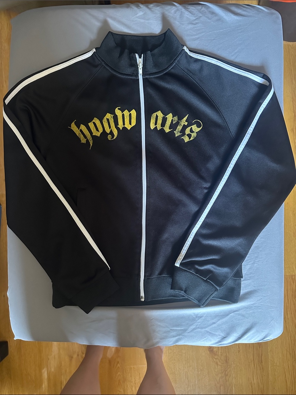 EUC Hogwarts Jacket with Distressed Gold Lettering